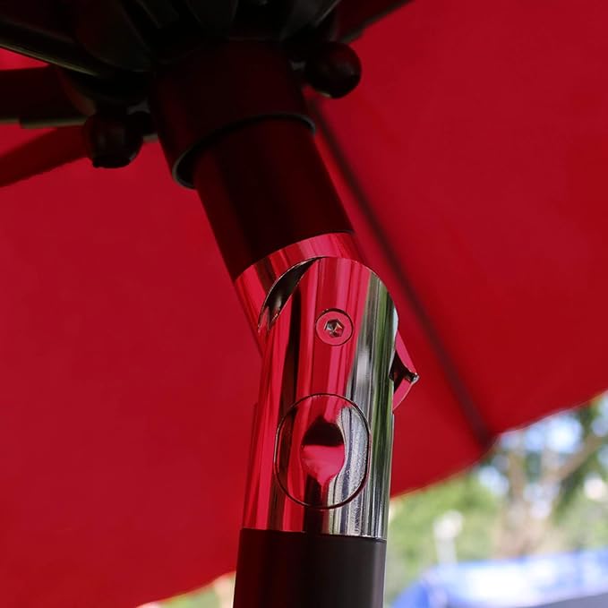 Sunnyglade 9' Patio Umbrella Outdoor Table Umbrella with 8 Sturdy Ribs (Red) - Image 2