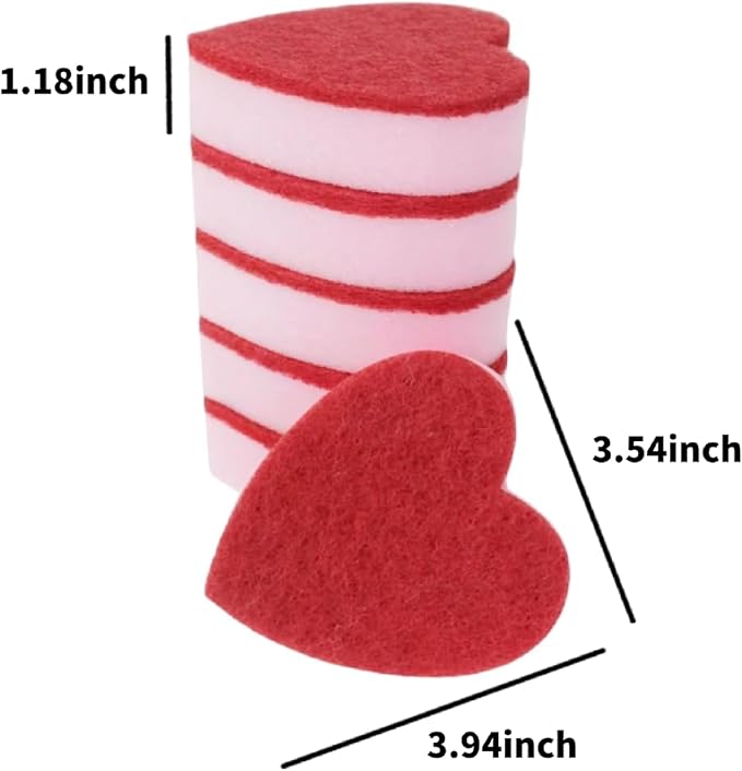 Heart Shaped Sponge, Dual-Sided Kitchen Scrubber - Image 2