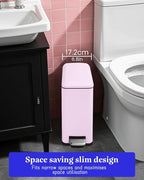 Bathroom Trash Can with Lid, 2.6 Gallon Stainless Steel Slim Garbage Can - Image 2