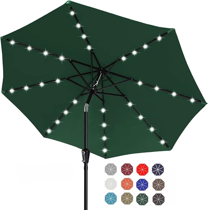 ABCCANOPY Durable Solar Led Patio Umbrellas with 24LED Lights 7.5FT (Green) by ABCCANOPY