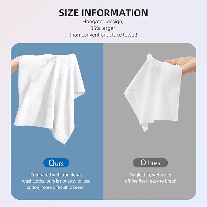 Disposable Face Towels XL, Viscose Biodegradable Large Dry Wipes, Super Soft & - Image 5