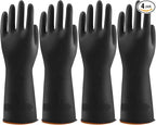 Bamllum 4 Pairs Black Rubber Dishwashing Gloves by Bamllum