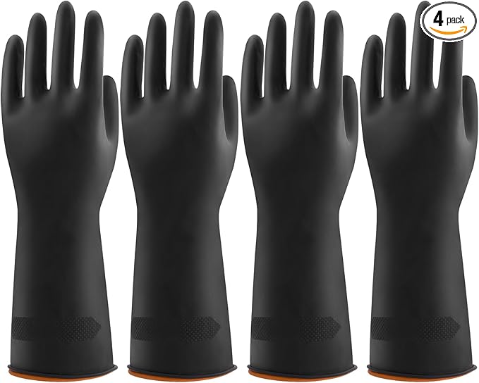 Bamllum 4 Pairs Black Rubber Dishwashing Gloves by Bamllum