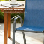 MAMIZO Patio Dining Chairs, Stackable All Weather Teslin Chair, Heavy Duty Outdoor Breathable Chairs Set, w/Armrests, Upgraded Chair FeetW/Strenthened Iron Spacers, 330 LBS (6, Navy Blue) - Image 8