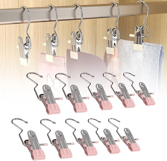 Space-Saving Clothespin Hat Pants Storage Hanging Travel Hook, Stainless Steel by Soputry