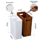 3 Gallon Wooden Trash Can with Liner, Small Solid Wood Bathroom Trash Can - Image 4