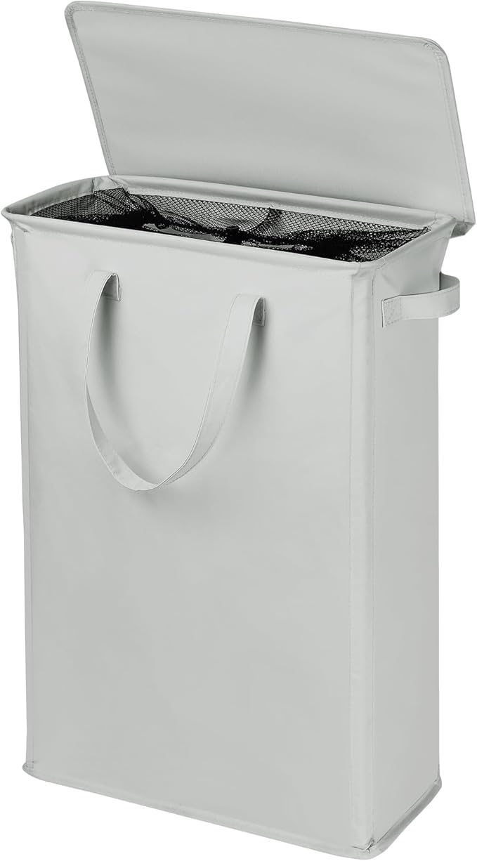 Slim Laundry Basket with Lid and Handles, Foldable Laundry Basket by GOMAJI