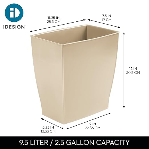 iDesign Small Plastic Bathroom Trash Can, Slim Rectangle Garbage Bin - Image 4