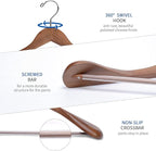 Nature Smile Luxury Wooden Suit Hangers 6 Pack Wood Coat Hangers Jacket - Image 3