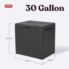 Keter City 30 Gallon Resin Outdoor Storage Box & Patio Side Table for Balcony, Pool, Deck & Garden Accessories, Weather‑Resistant, Dark Grey - Image 2