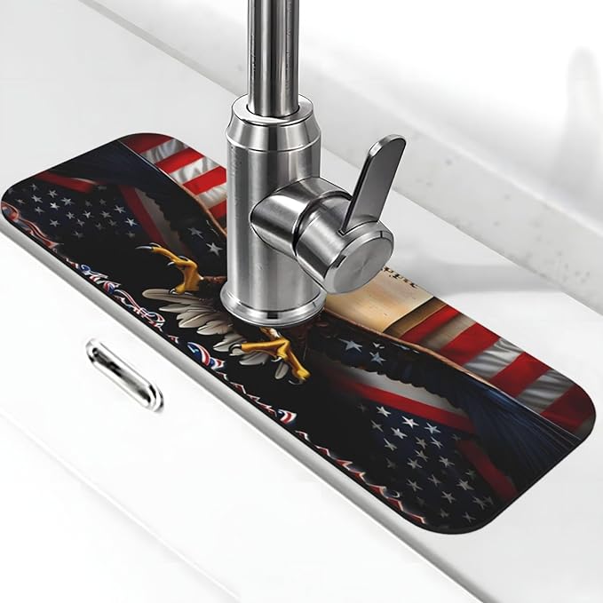 Classic American Old Flag Kitchen sink faucet pad, strong water absorption by Unknown