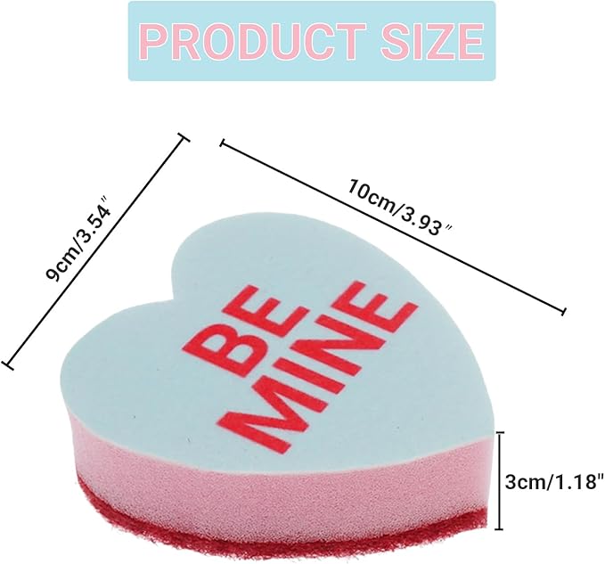 Heart Shaped Sponge with Words, Dual-Sided Kitchen Scrubber - Image 4