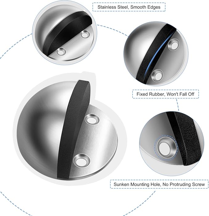 8 Pack Door Stop Adhesive Door Stoppers, Floor Mounted Door Stops No Drill - Image 5