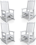 Oversized Rocking Chair Set of 4, Outdoor Rocking Chair for Adults, All Weather Resistant Porch Rocker for Lawn Garden, White by THOEOE