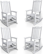 Oversized Rocking Chair Set of 4, Outdoor Rocking Chair for Adults, All Weather Resistant Porch Rocker for Lawn Garden, White by THOEOE