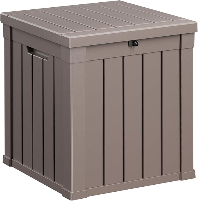 ROJIK 57 Gallon Outdoor Storage Housing Deck Box - Waterproof Patio Furniture, Garden Tools, Cushions, Pool Accessories Storage Bench with Lockable Lid and Side Handles（Grey） by ROJIK