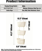 AARAINBOW Wall Hanging Cotton Baskets, Large 3 Tier Decorative Basket - Image 2