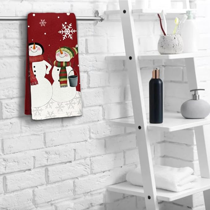 Snowman Hand Towels 28.7 x 13.7 Inch Christmas Bathroom Towels Winter Holiday - Image 5