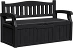 Greesum 80 Gallon Outdoor Storage Bench, Resin Patio Furniture with Armrest,Waterproof and UV-Resistant, Perfect to Garden, Poolside and Lawn, Black by BuynowfromGreesum