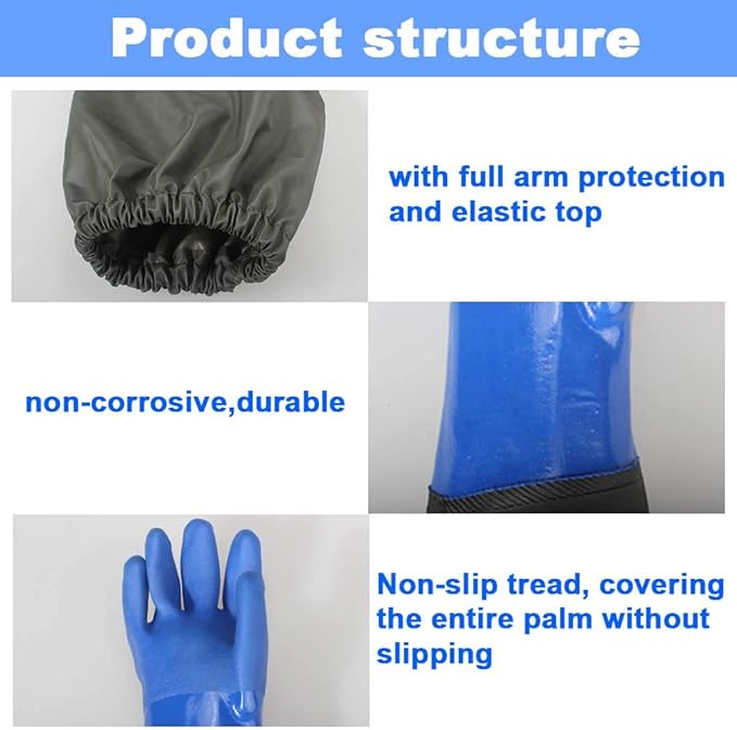 Haiou PVC Chemical Resistant, Long Rubber, Heavy Duty Waterproof Gloves - Image 3