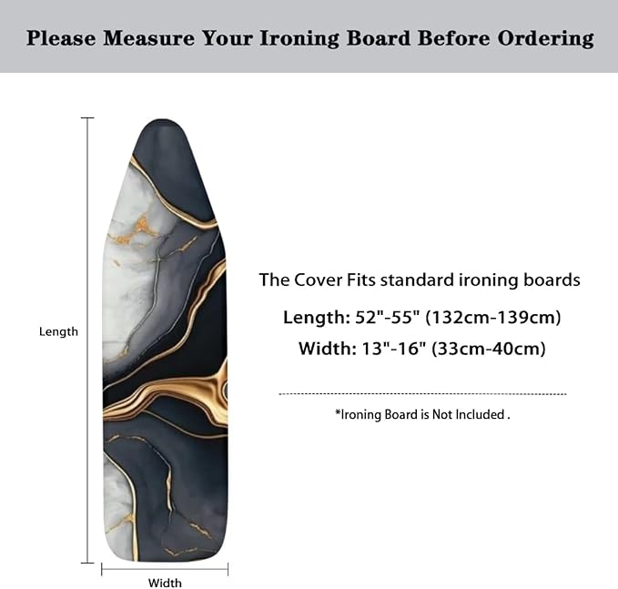 Black Gold Marble Ironing Board Cover Standard Size Iron Board Cover - Image 6