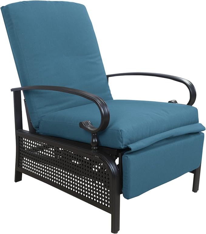 Kozyard Adjustable Outdoor Reclining Lounge Chair, Cushioned Patio Chaise Lounge with Extendable Metal Frame for Sunbathing, Reading & Relaxing – Comfortable Outdoor Recliner(Aqua) - Image 7