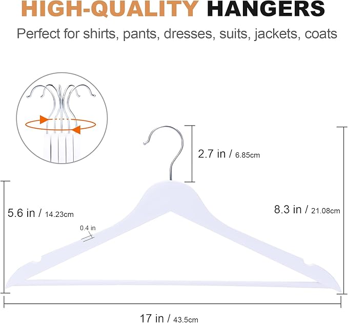 ELONG HOME Wooden Hangers 30 Pack, Wood Hangers - Image 8