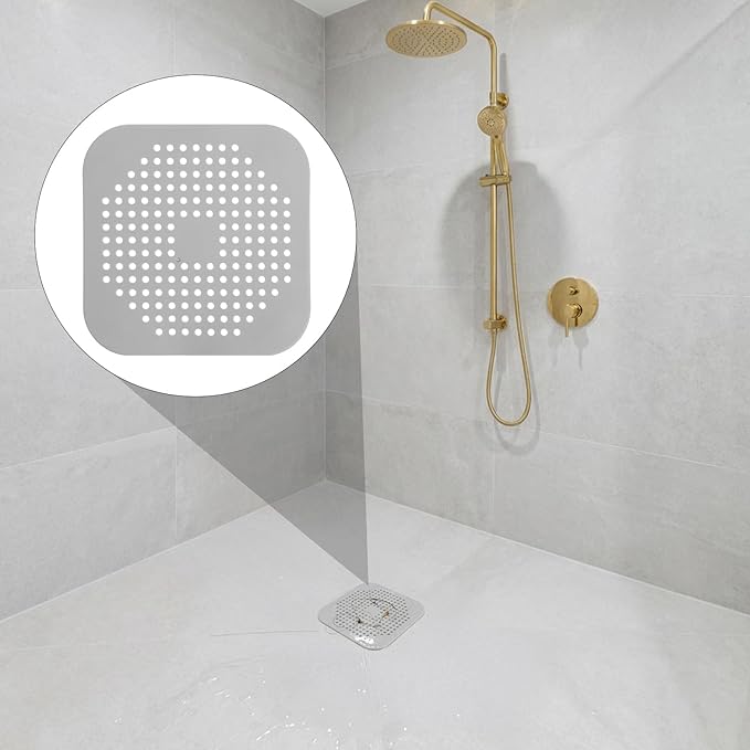 TIESOME 4 Pack Silicone Shower Drain Cover, Square Drain Hair Catcher, Flat - Image 5
