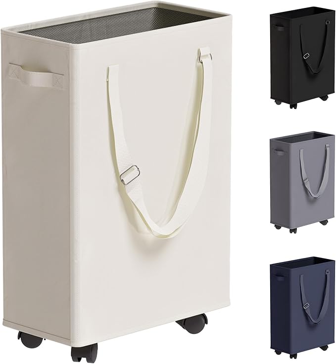 Slim Rolling Laundry Basket, Slim Laundry Hamper by TECHMILLY