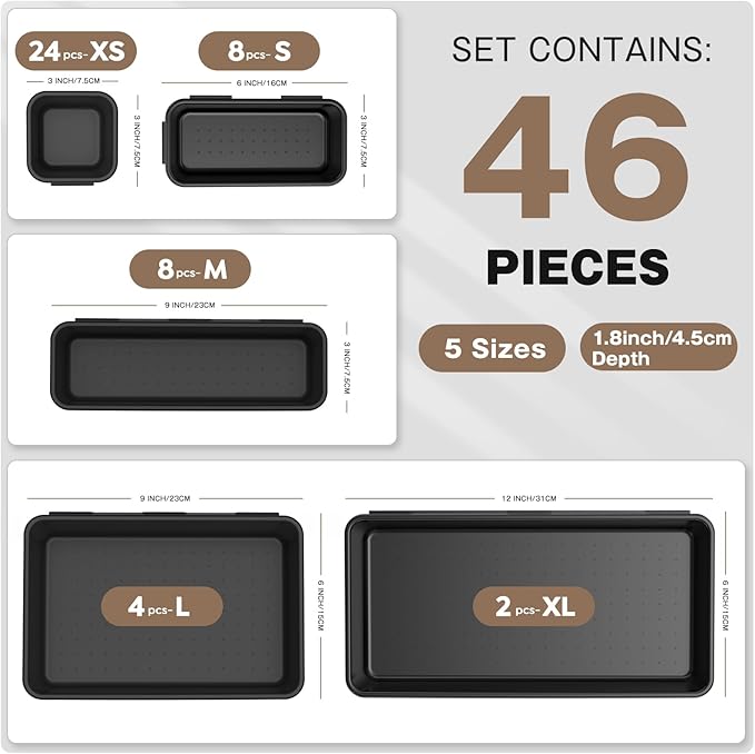 A-LuGei 【 & 5 Size】 Tool Box Organizer Tray Divider Set, 【Black】 - Image 7