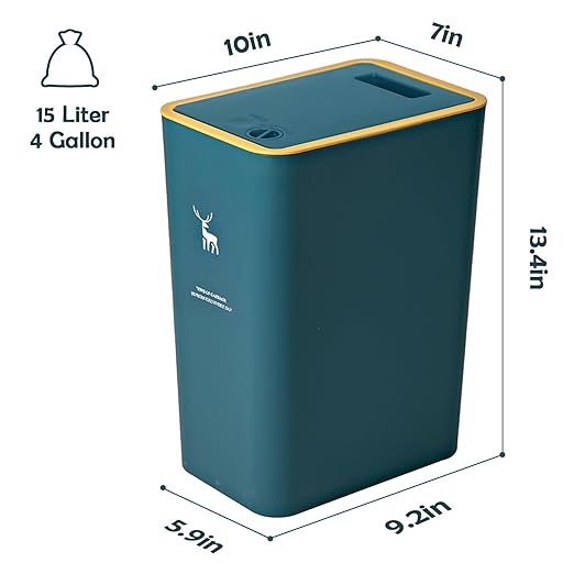 XPIY Trash Can with Lid, 2 Pack 4 Gallons/15 Liters Garbage Can with Press Top - Image 5