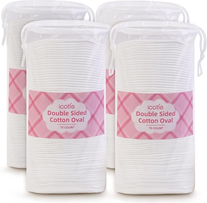 Large Oval Cotton Pads, 3-Layer Dual Textured Design, Lint-Free and Extra Soft by icotle