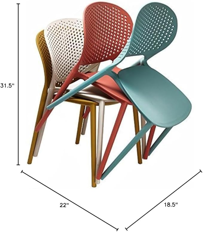 2xhome Modern Pool Patio Chair, Stackable Dining Side Chair for Indoor Outdoor Kitchen Living Room Restaurant, Blue - Image 3