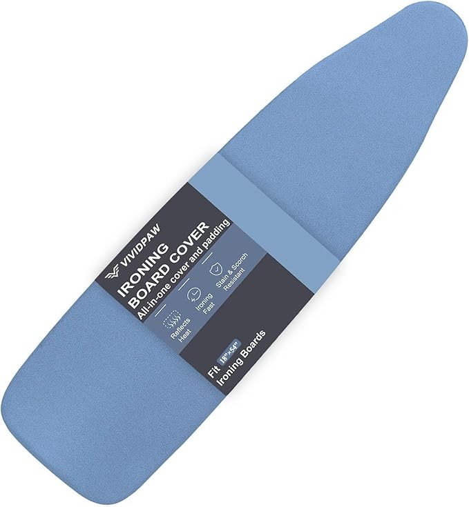 Ironing Board Cover and Pad 18x54, Thick Padding, Elastic Edge, Silicone Coated by VividPaw