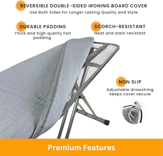 SAVUK Ironing Board Cover and Pad Dual Side X2 Lifetime Double Using Heavy Duty - Image 2