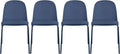 2xhome Parent Modern Stackable Armless Dining Chair | Plastic Shell Seat with Metal Legs | Indoor or Outdoor Use | Home Kitchen Patio (4, Blue, Padded Seat) by 2xhome