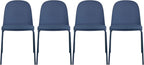 2xhome Parent Modern Stackable Armless Dining Chair | Plastic Shell Seat with Metal Legs | Indoor or Outdoor Use | Home Kitchen Patio (4, Blue, Padded Seat) by 2xhome