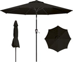 AreShark 9 FT Patio Umbrella for Outdoor, Outdoor Umbrella with Push Button Tilt and Crank, Outdoor Patio Umbrellas with 8 Sturdy Ribs for Market, Garden, Deck, Backyard, Pool (Classic Black) by Unknown