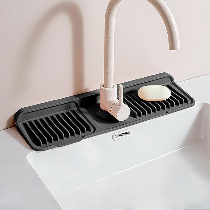 Longer Silicone Faucet Mat for Kitchen Sink – Button Style Faucet Drip Catcher by Unknown