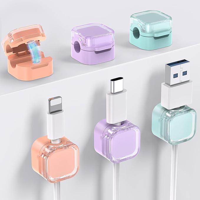 AhaStyle Magnetic Cable Organizer 6 Pack Cord Holders Cable Clips Strong by AHASTYLE
