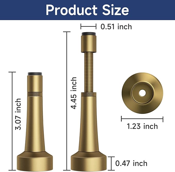 6Pcs Adjustable Door Stoppers for Bottom of Door, 3.07-4.45 in Aluminum Bronze - Image 3