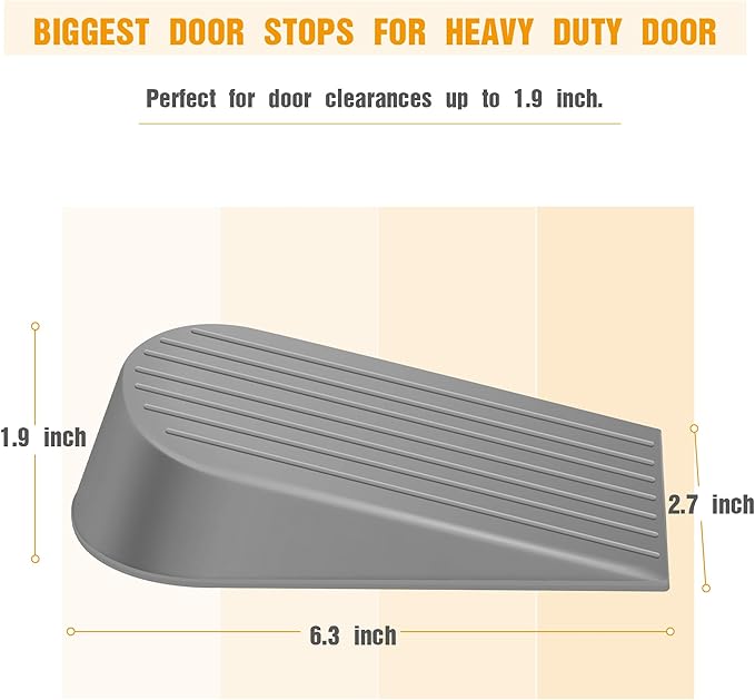 2 Pack Gray Extra Large Door Stopper, High 1.9 Inches Big Doors Stop - Image 2