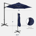 Best Choice Products 10ft Offset Cantilever Hanging Market Patio Umbrella, Smooth 360° Rotation, 8 Sturdy Ribs, Easy Adjustment - Navy Blue - Image 2
