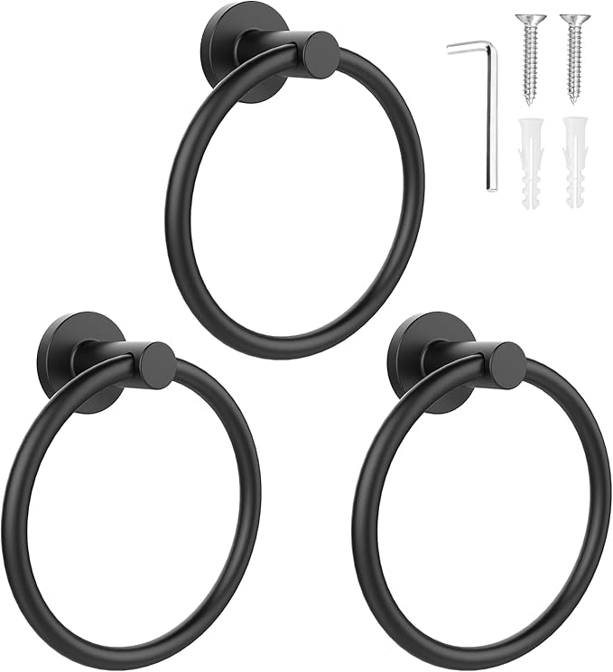 SetSail Towel Holder for Bathroom Wall Matte Black Towel Ring Stainless Steel by SetSail