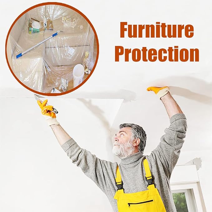 10 Pieces Plastic Drop Sheets for Painting, Waterproof and Dust-Proof Clear - Image 7