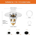 Universal Bathroom Sink Stopper, Basin Pop-up Bathroom Sink Drain Strainer - Image 2