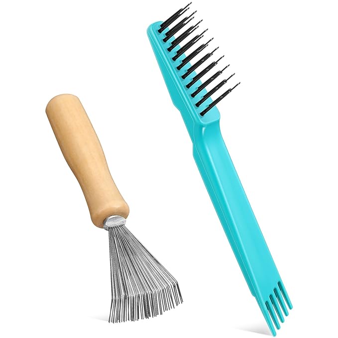Boao 2 Pieces Hair Brush Cleaning Tool Comb Cleaner Brush Mini Comb Cleaning by Boao