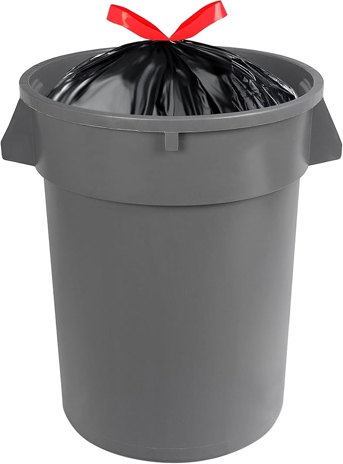 Amazon Basics Multipurpose Drawstring Trash Bags, 30 Gallon Capacity, Tear - Image 4