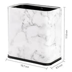 Coloch 2.4 Gallon/9L Rectangle Marble Print Metal Trash Can, Stainless Steel - Image 2