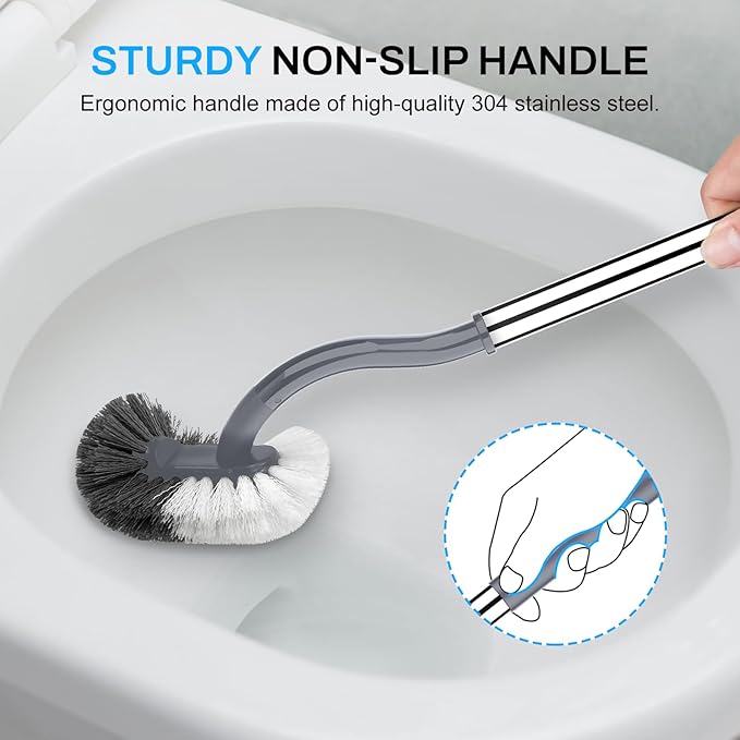 SetSail Toilet Brush and Holder Set, Compact Size Curved Toilet Bowl Brush - Image 6